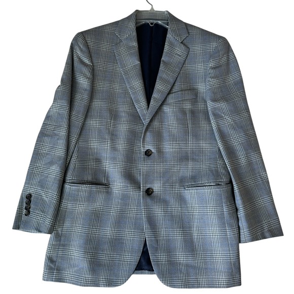 Brooks Brothers 1818 Madison Blazer Jacket Men's 39R Saxxon Wool Blue Windowpane